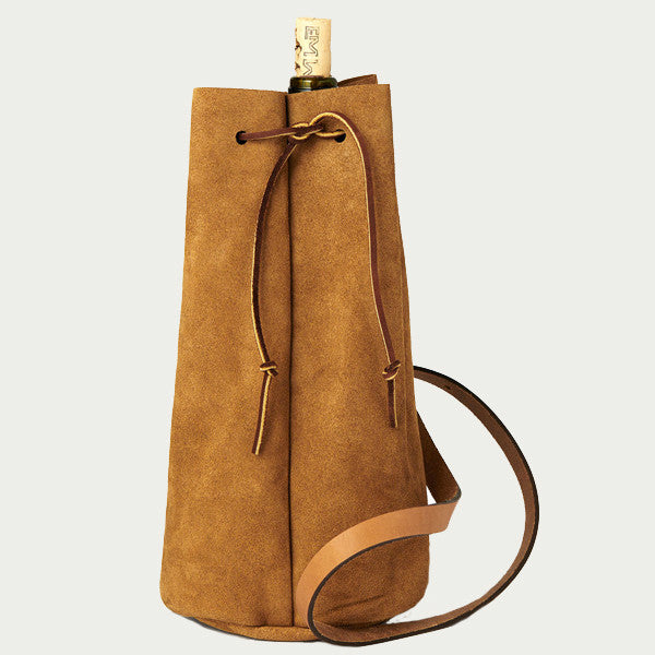 brown leather wine backpack Waltzing Matilda USA Handmade BYOB Brown Growler Wine Bag