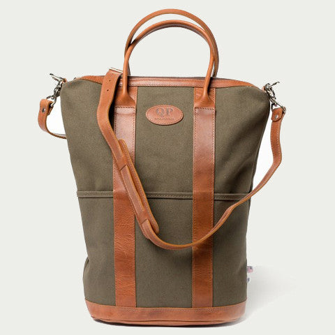 Tan and Green Helmet Bag