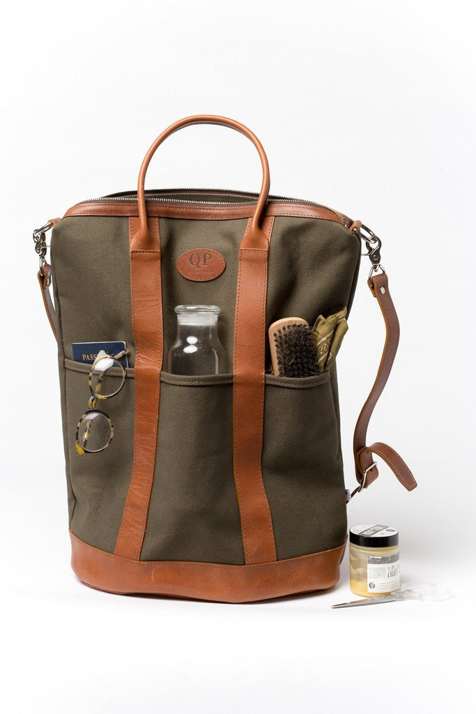 Tan and Green Helmet Bag