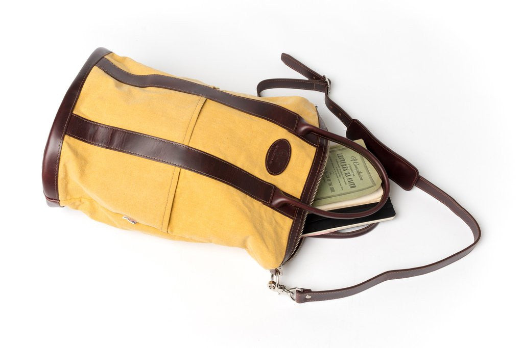 Brown and Yellow Helmet Bag