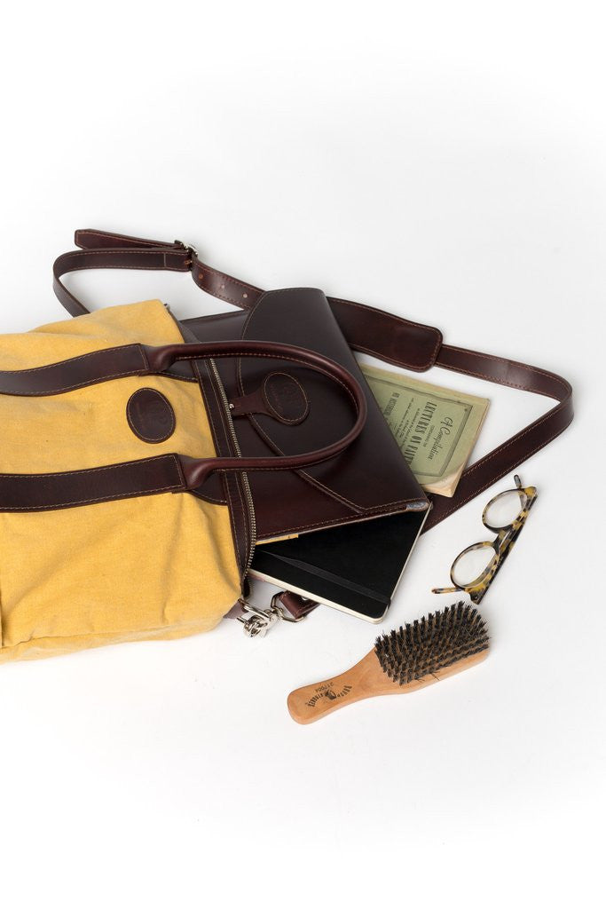 Brown and Yellow Helmet Bag